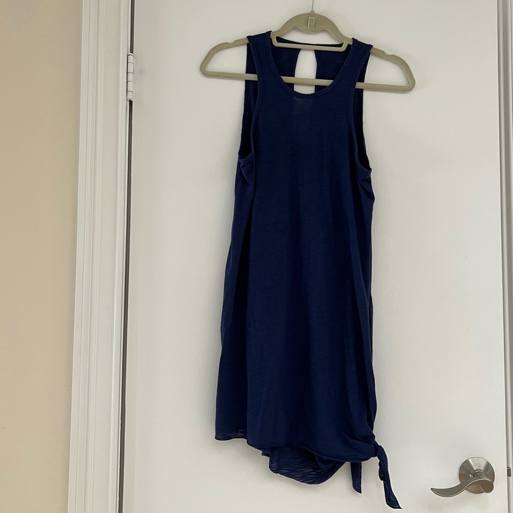 Becca navy Asymmetric Hem Cotton Blend Cover-Up Dress
